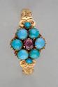 Gold, Turquoise and Garnet Flower Ring