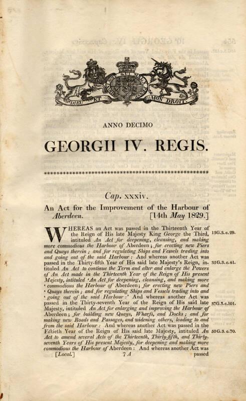 An Act For The Improvement Of The Harbour Of Aberdeen", 14 May 1829 - Bound Volume