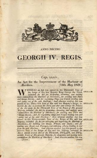 An Act For The Improvement Of The Harbour Of Aberdeen", 14 May 1829 - Bound Volume