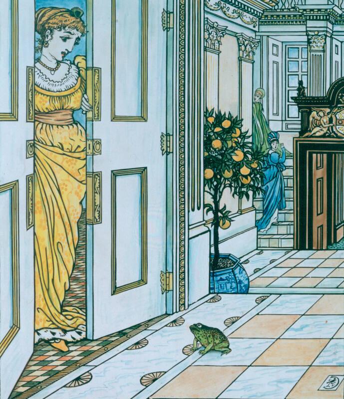 The Frog Asks To Be Allowed To Enter The Castle - Illustration For "The Frog Prince by Walter C…
