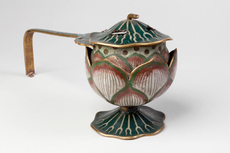 Chinese Cloisonné Enamel Lotus Flower Incense Burner