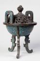 Chinese Cloisonné  Enamel Tripod Censer with Pierced Cover