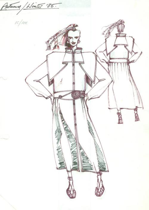 Drawing of Coat for the Autumn/Winter 1985 Collection