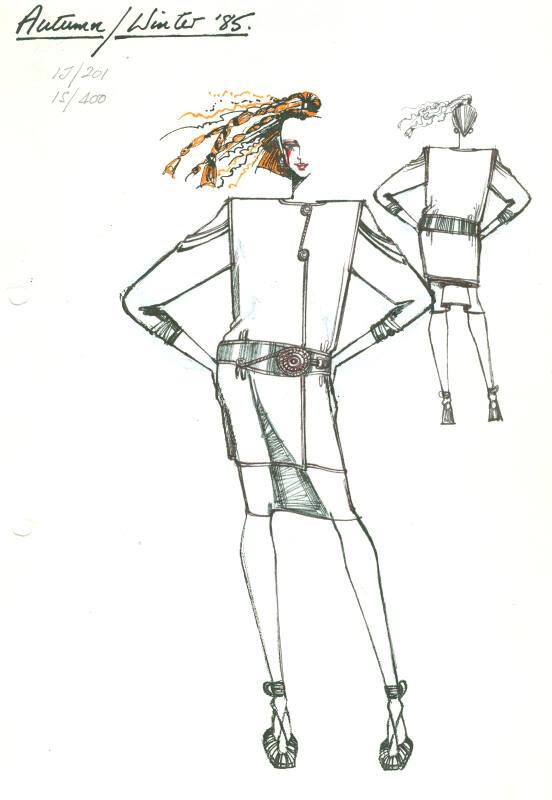 Drawing of Jacket and Skirt for the Autumn/Winter 1985 Collection