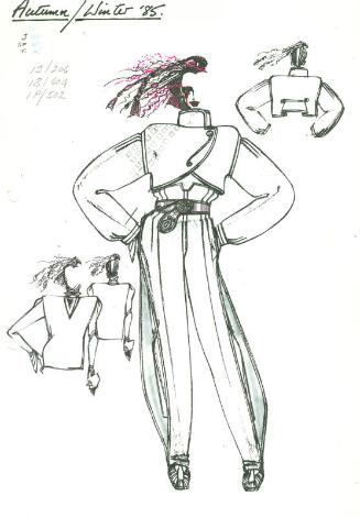 Drawing of Jacket, Trousers and Top for the Autumn/Winter 1985 Collection