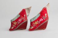 Chinese Red Embroidered Shoes for Bound Feet