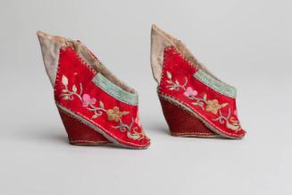 Chinese Red Embroidered Shoes for Bound Feet