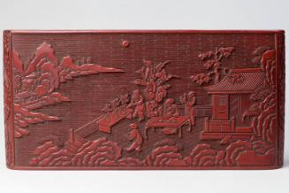 Chinese Cinnabar Lacquer Armrest with Figure in a Landscape
