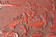 Chinese Cinnabar Lacquer Armrest with Figure in a Landscape