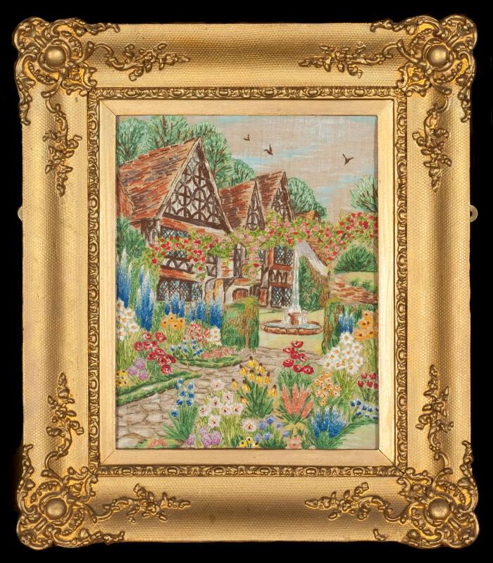 Needlework Garden Scene