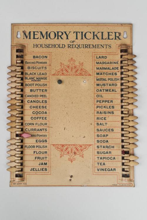 Memory Tickler Of Household Requirements