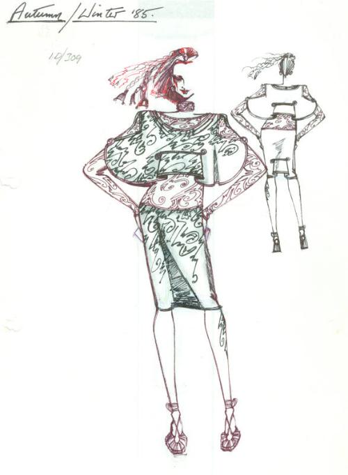 Drawing of Dress for the Autumn/Winter 1985 Collection