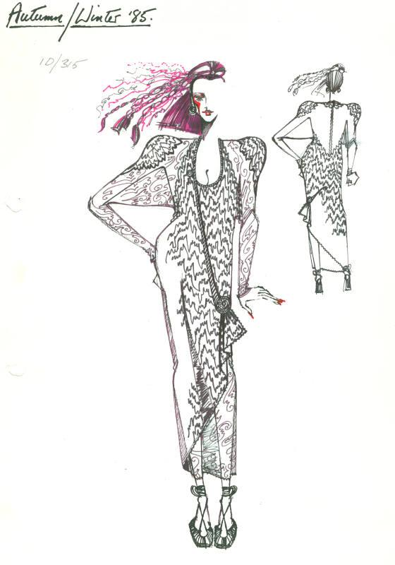 Drawing of Dress for the Autumn/Winter 1985 Collection