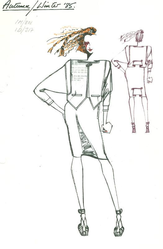 Drawing of Jacket and Skirt for the Autumn/Winter 1985 Collection