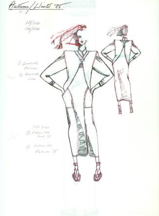 Drawing of Top and Overdress for the Autumn/Winter 1985 Collection