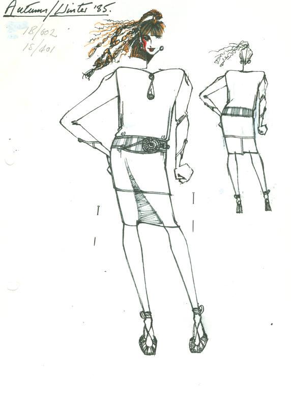 Drawing of Top and Skirt for the Autumn/Winter 1985 Collection