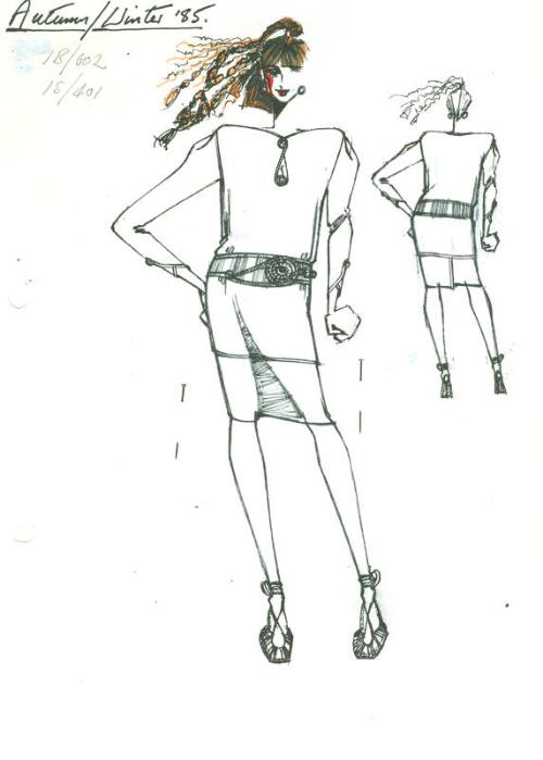 Drawing of Top and Skirt for the Autumn/Winter 1985 Collection