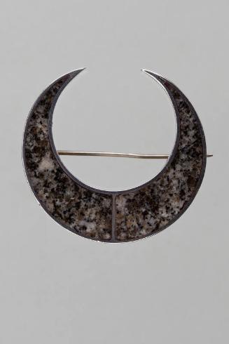 Granite and Silver Crescent Form Brooch by Robert Yule