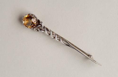 Silver and Citrine Kilt Pin