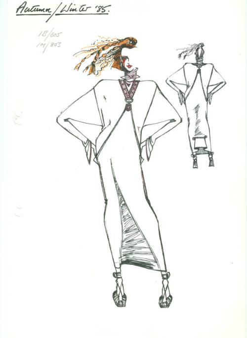 Drawing of Top and Overdress for the Autumn/Winter 1985 Collection