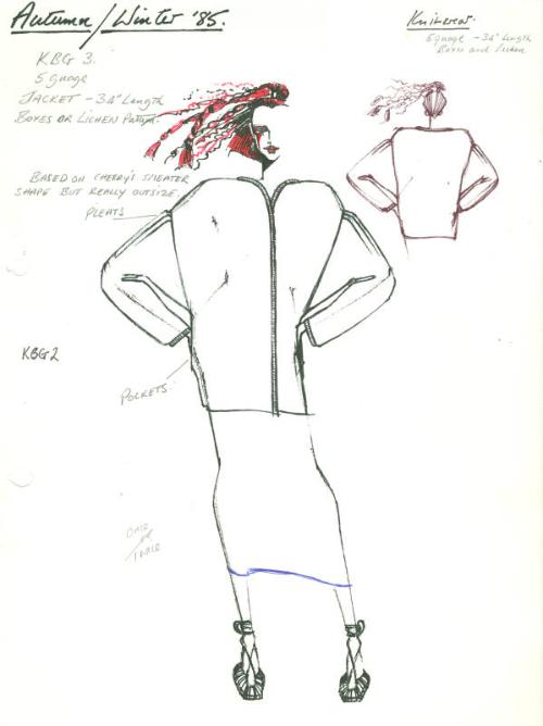 Drawing of Jacket and Skirt for the Autumn/Winter 1985 Knitwear Collection