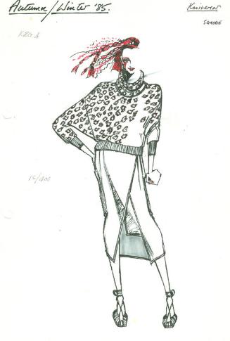 Drawing of Jumper and Skirt for the Autumn/Winter 1985 Knitwear Collection