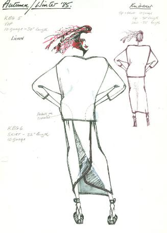 Drawing of Top and Skirt for the Autumn/Winter 1985 Knitwear Collection