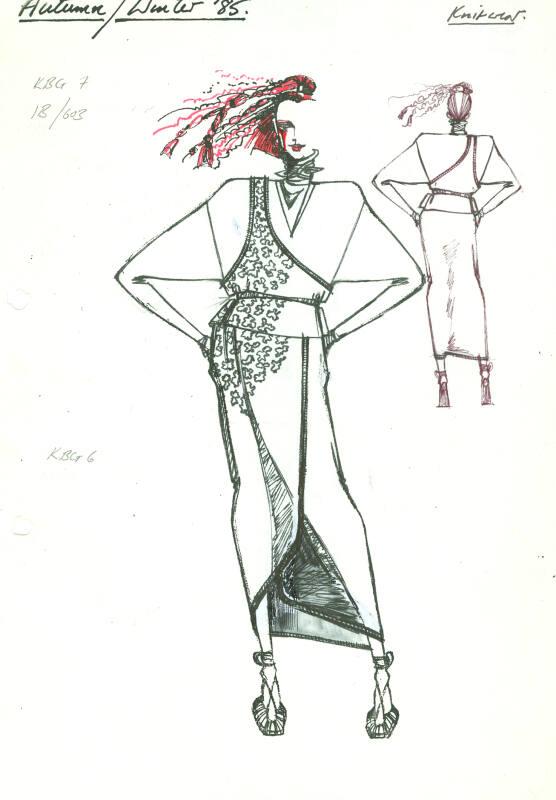 Drawing of Tops and Skirt for the Autumn/Winter 1985 Knitwear Collection