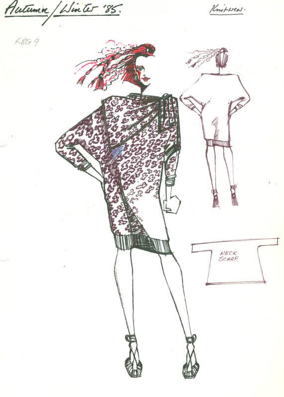 Drawing of Dress for the Autumn/Winter 1985 Knitwear Collection