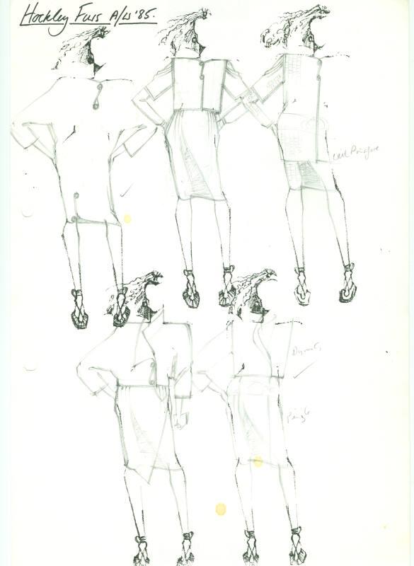 Multidrawing of Dresses, Tops and Skirts for the Autumn/Winter 1985 Collection