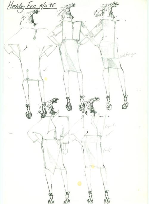 Multidrawing of Dresses, Tops and Skirts for the Autumn/Winter 1985 Collection