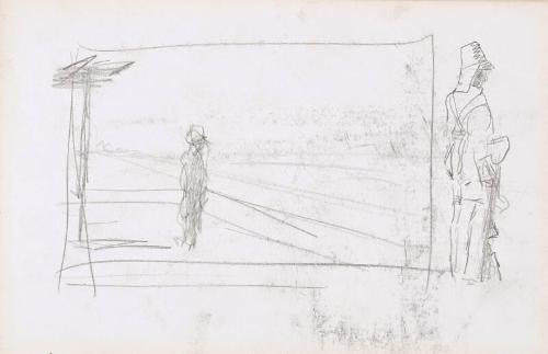 rect: Figure Studies, verso: panoramic landscape (Sketchbook - War)