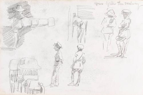 recto: Officers by the Roadway, verso: landscape (Sketchbook - War)