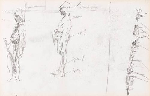 recto: Two Soldiers, verso: group sketch (Sketchbook - War)