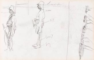 recto: Two Soldiers, verso: group sketch (Sketchbook - War)