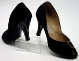 Pair of Black Diamanté Trim Shoes