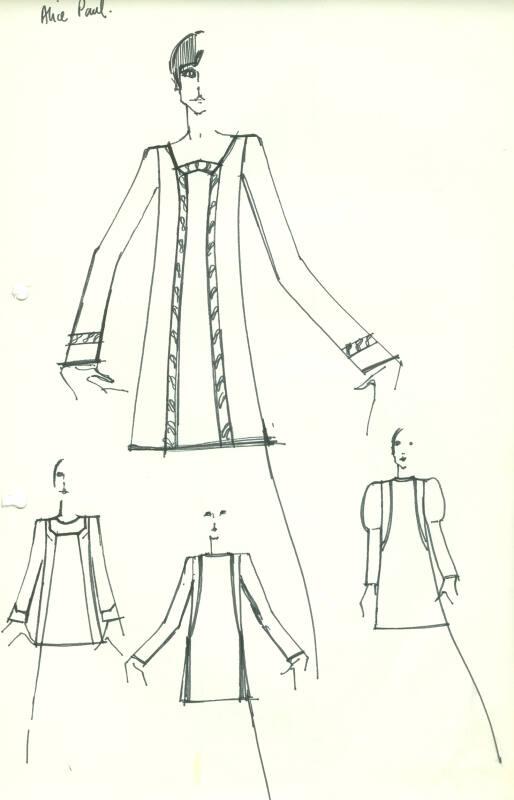 Drawing of Dresses for Alice Paul