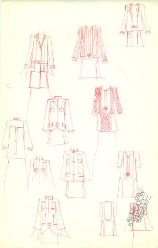 Multidrawing of Skirt Suits and Dresses for Alice Paul