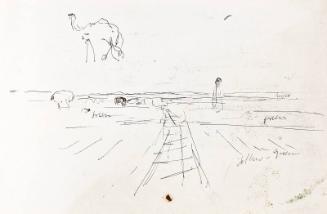 Landscape with Sheep and Camel (recto), Camel Ploughing (verso) (Sketchbook - War)