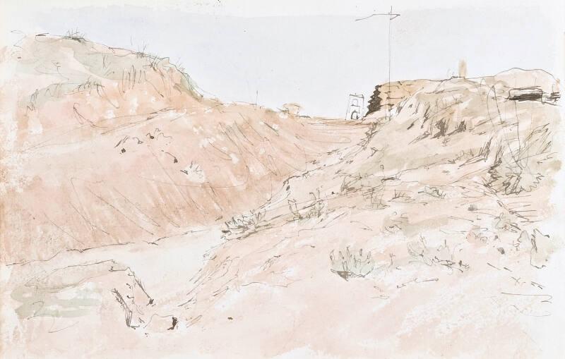 recto: Landscape, verso: Landscape with Telegraph Pole (Sketchbook - War)