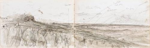 recto: Right Hand Side of Landscape View, verso: Landscape (Sketchbook - War)