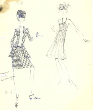 Drawing of Skirt Suit and Dress