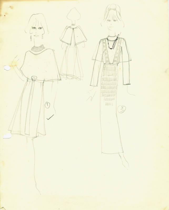 Drawing of Top, Skirt and Pinafore Dress