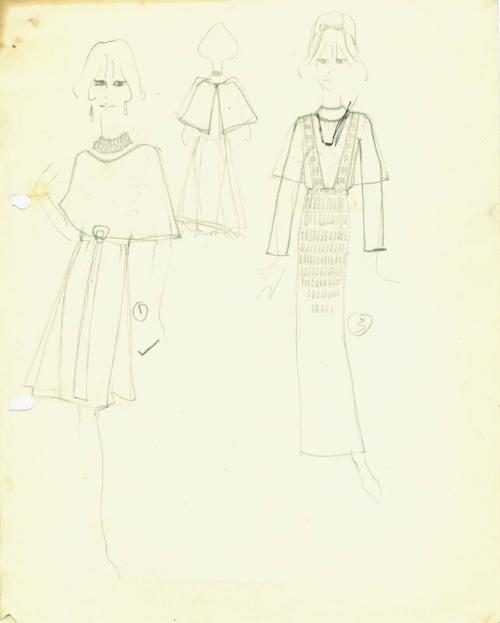 Drawing of Top, Skirt and Pinafore Dress