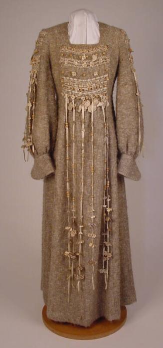 Beige Wool Dress with Thongs