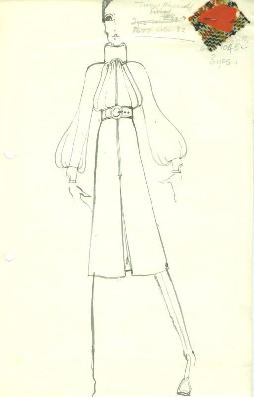 Drawing of Blouse and Tweed Skirt