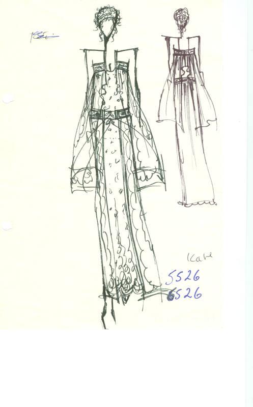 Drawing of Evening Gown and Coat