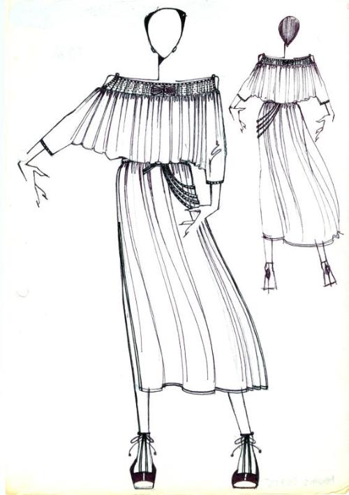 Drawing of Peasant Dress