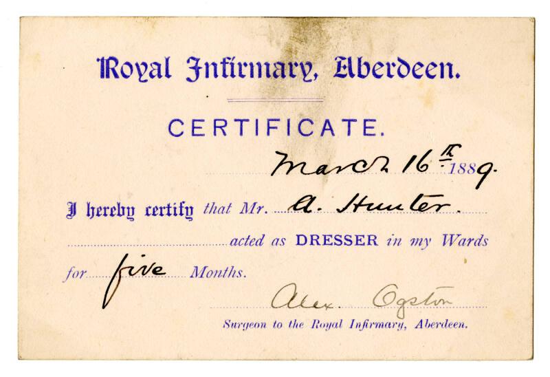 Certification Of Acting As Dresser