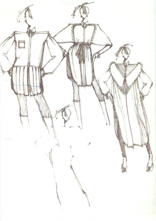 Multidrawing of Top, Leggings and Dresses